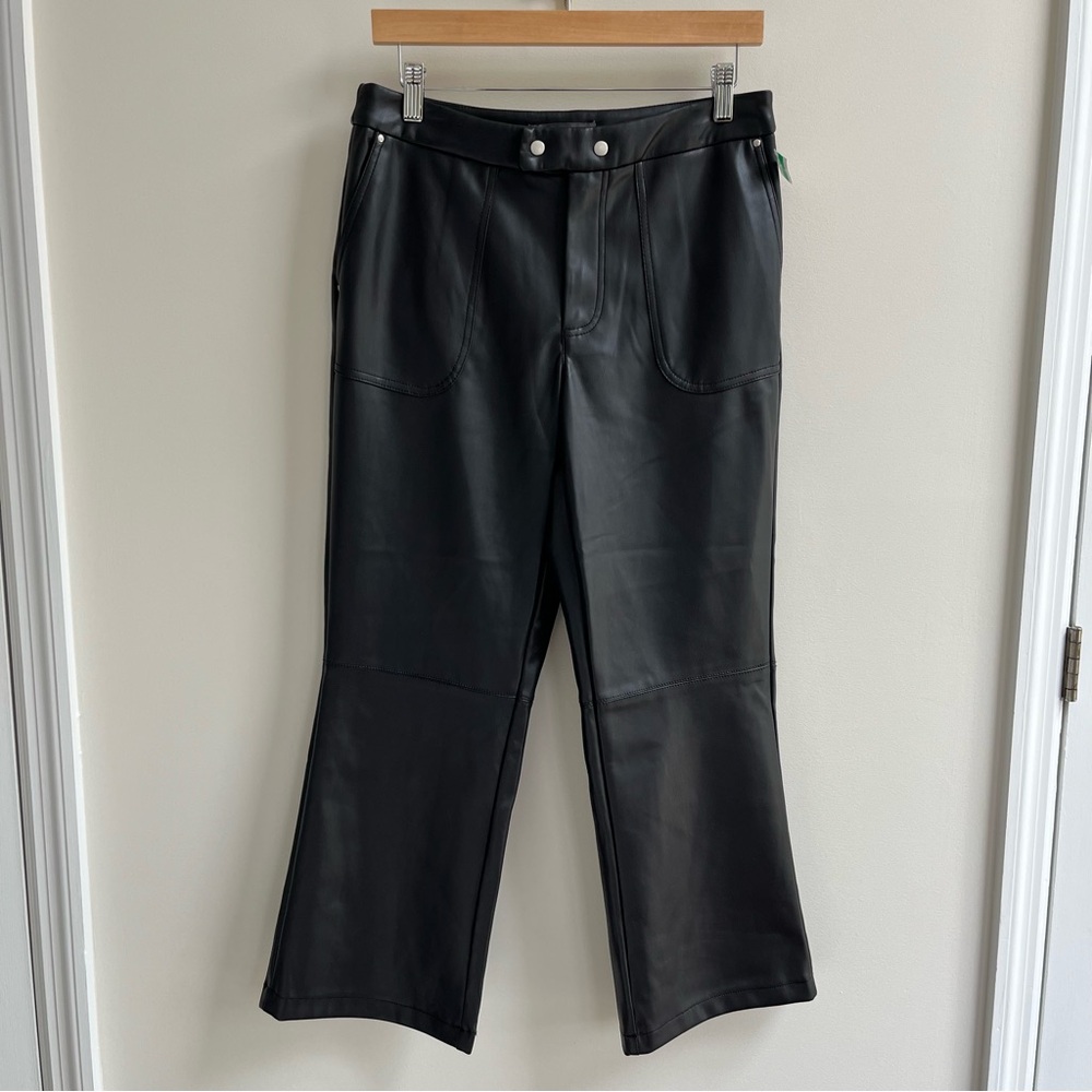 [grey collective] faux leather high rise crop flare pants jet black